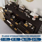 Commode moderne cannelée à 7 tiroirs, meuble de rangement de style Mid-century, organiseur de rangement en bois pour chambre à coucher, salon