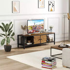 Meuble TV marron rustique de 65 pouces, meuble de style rustique avec rangement pour téléviseurs jusqu'à 75 pouces, idéal pour le salon