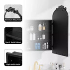 Armoire à pharmacie en fer forgé doré de 19,5 x 29,64 pouces avec miroir, armoire de salle de bain avec miroir sculpté