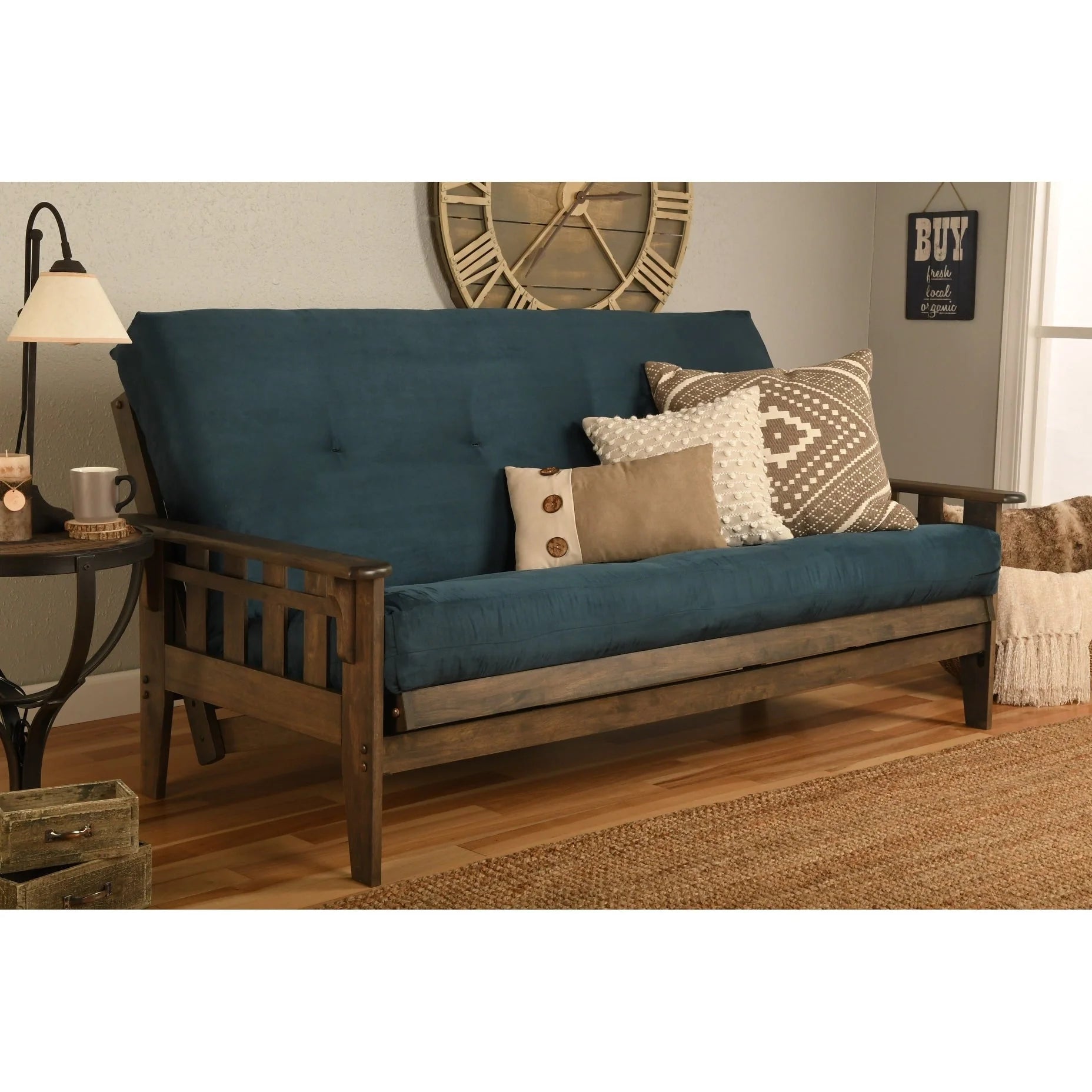 Ensemble de futon rustique pleine grandeur Somette Tucson en noyer avec matelas