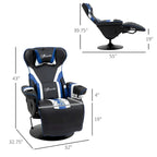 Chaise de jeu de course avec dossier inclinable et repose-pieds, appuie-tête et porte-gobelet