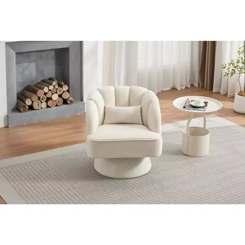 Fauteuil pivotant GustoWave avec accoudoirs, fauteuil rond en velours pivotant à 360° de style Mid-Century, fauteuil moderne pour salon