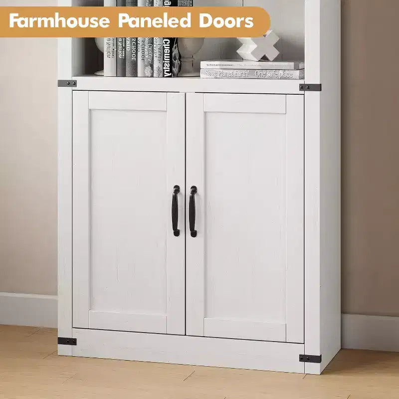 Bibliothèque avec portes Étagère arquée de 182 cm de haut Armoire de style campagnard avec étagères Bibliothèques en bois pour bureau à domicile, salon