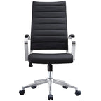 Chaise de bureau moderne haute avec dossier haut, en similicuir PU, pivotante, inclinable, réglable, avec coussin, modèle de designer, pour dirigeant