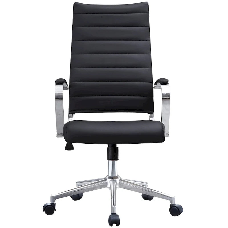 Chaise de bureau moderne haute avec dossier haut, en similicuir PU, pivotante, inclinable, réglable, avec coussin, modèle de designer, pour dirigeant