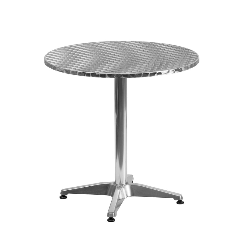 Table d'intérieur/extérieur en aluminium à plateau lisse de 27,5 po avec base