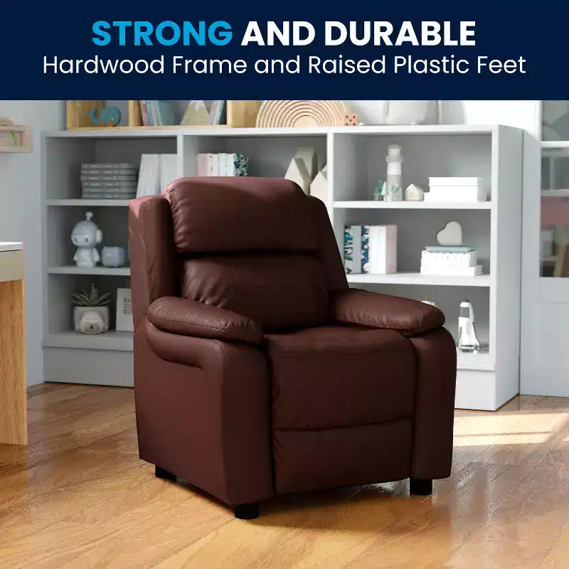 Fauteuil inclinable contemporain Flash Furniture de luxe rembourré pour enfants avec accoudoirs de rangement