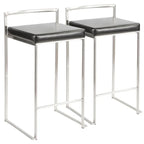 Tabouret de comptoir Silver Orchid Forrest en acier inoxydable empilable et entièrement soudé (lot de 2)
