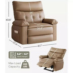 Fauteuil inclinable en cuir surdimensionné, inclinable manuel extra large, chaise longue avec accoudoirs et dossier confortables en éponge 1,5X pour salon, chambre