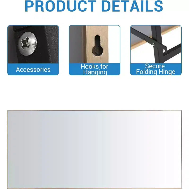 Miroir sur pied 76x34, miroir intégral pour chambre ou vestiaire, peut être autonome, suspendu ou appuyé contre le mur