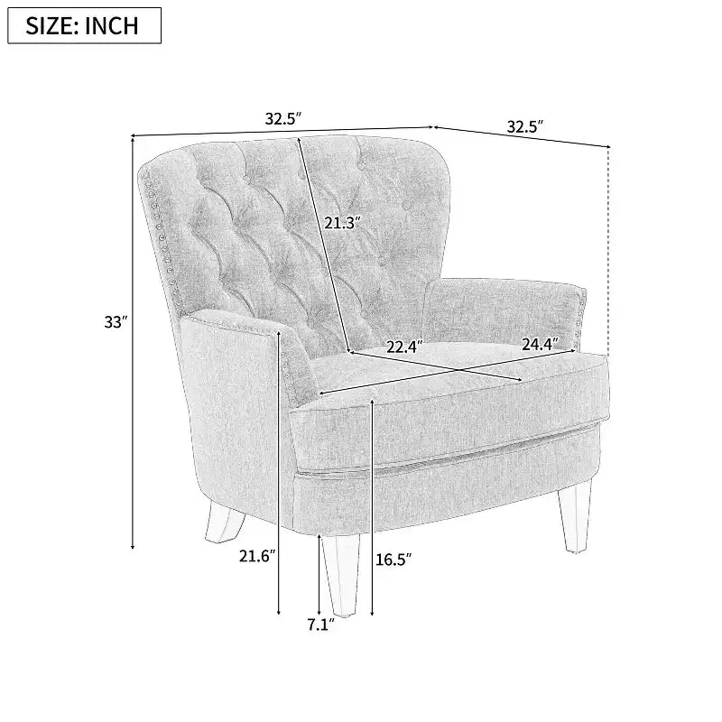 Fauteuil de relaxation touffeté Polibi avec dossier incurvé et clous décoratifs