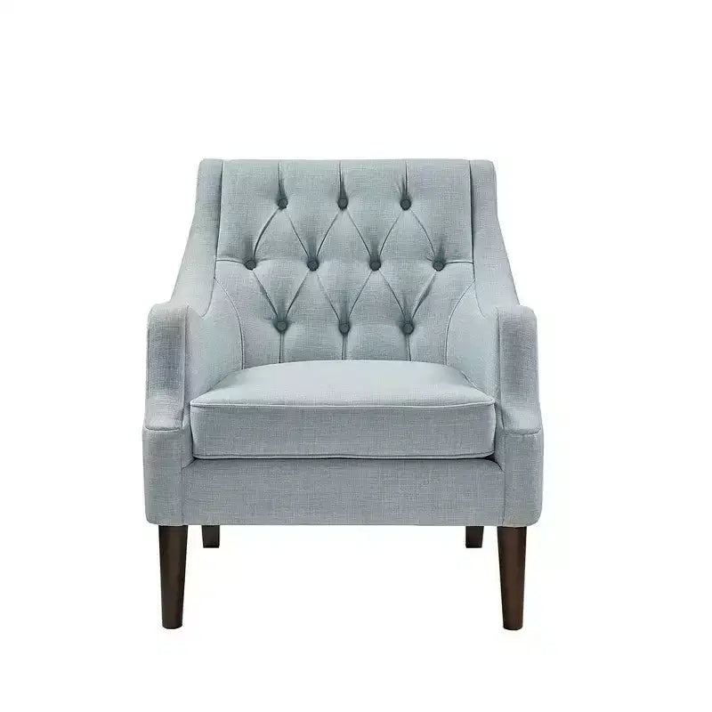 Okak Fauteuil d'appoint contemporain avec boutons capitonnés, coussin rembourré et pieds en bois, pour salon, chambre ou coin lecture