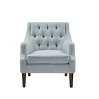 Okak Fauteuil d'appoint contemporain avec boutons capitonnés, coussin rembourré et pieds en bois, pour salon, chambre ou coin lecture
