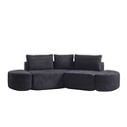 Clihome Canapé Modulable d'Angle en V de 270 cm avec Coussins Déco et Ottomans
