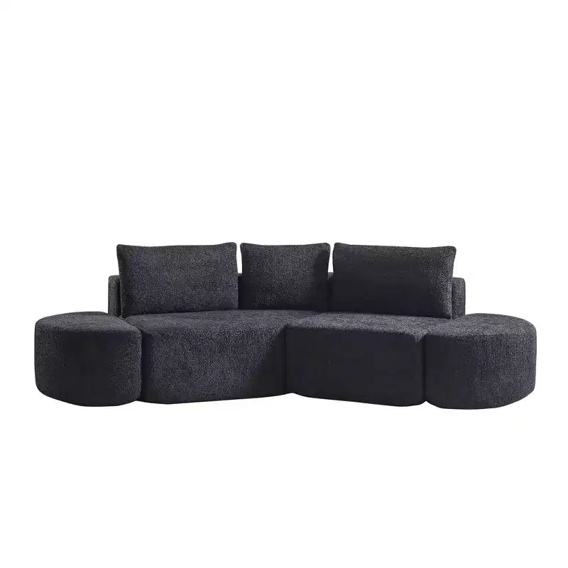 Clihome Canapé Modulable d'Angle en V de 270 cm avec Coussins Déco et Ottomans