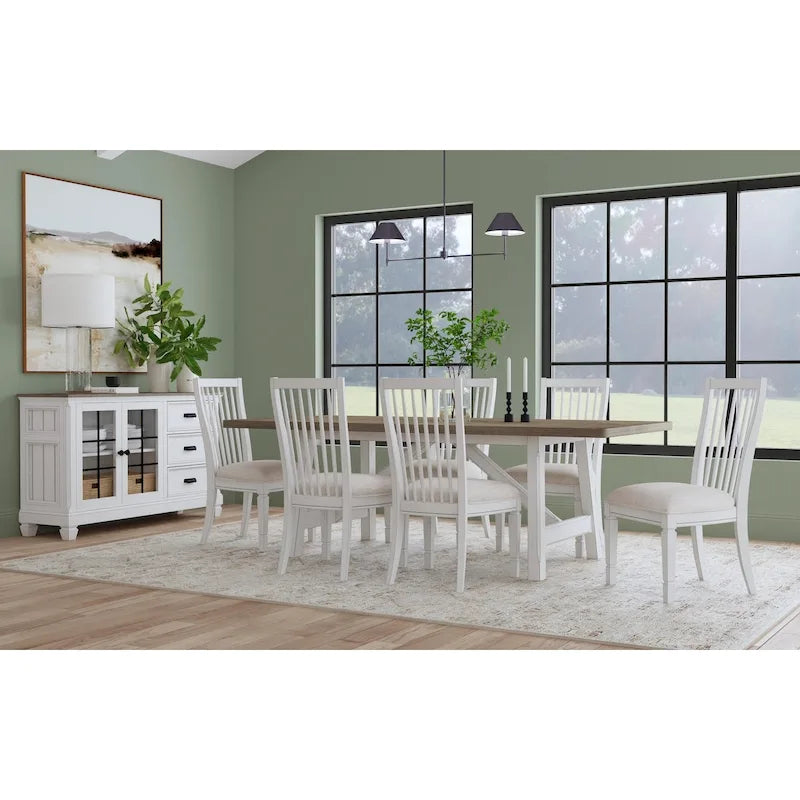 Table à manger rectangulaire en bois blanc Melody - 90 x 30 x 42