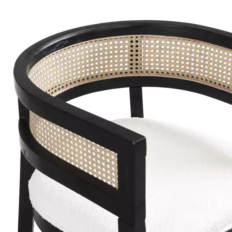 Christopher Knight Home Cinnabar Lot de 2 chaises de salle à manger en bois d'hévéa rembourrées avec dossier en cannage, hauteur d'assise 49,5 cm