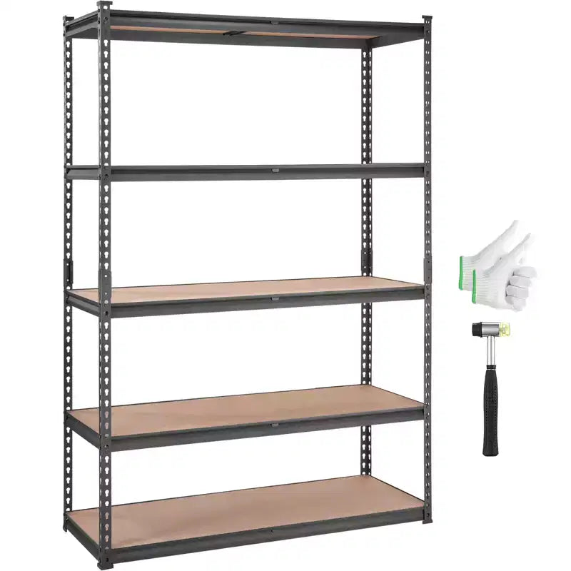 Étagère de rangement VEVOR, 5 niveaux réglables, capacité de 907 kg, étagères de garage robustes, organisateur en métal, rayonnage utilitaire, noir, 45,7 P x 121,9 L x 182,9 H cm