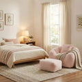 Fauteuil d'appoint en tissu Teddy Plush FurnitureR avec pouf, ensemble fauteuil de salon confortable et ottoman pour salon, chambre ou coin lecture
