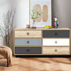 Costway Commode Double 6 Tiroirs Tour de Rangement pour Chambre Couloir Entrée