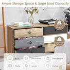 Costway Commode Double 6 Tiroirs Tour de Rangement pour Chambre Couloir Entrée