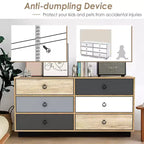 Costway Commode Double 6 Tiroirs Tour de Rangement pour Chambre Couloir Entrée