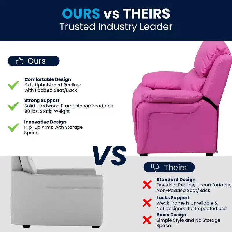 Fauteuil inclinable contemporain Flash Furniture de luxe rembourré pour enfants avec accoudoirs de rangement