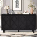Buffet Okak en bois, Meuble de rangement avec portes incurvées en relief, Console pour Cuisine, Salon, Bureau