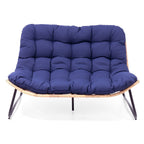 Causeuse double Papasan avec coussin, rotin PE tout temps et cadre en métal pour l'intérieur et l'extérieur