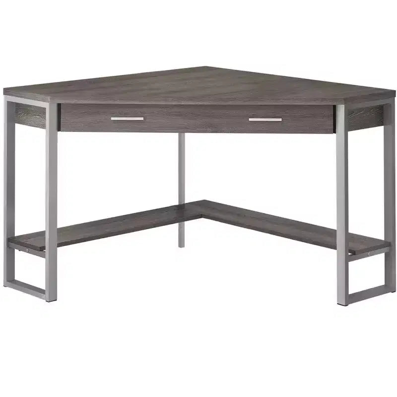 Bureau d'angle informatique taupe et argent 42