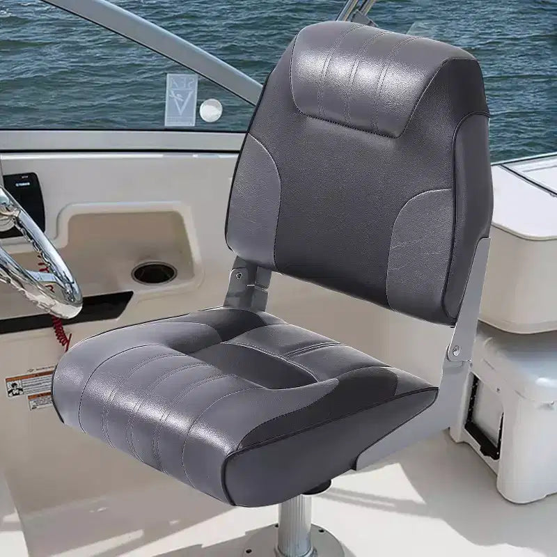 Lot de 2 sièges de bateau pliants à dossier bas – Coussin élastique épais 48x42 cm, sièges de bateau étanches pour Bass Tracker et bateaux de tourisme