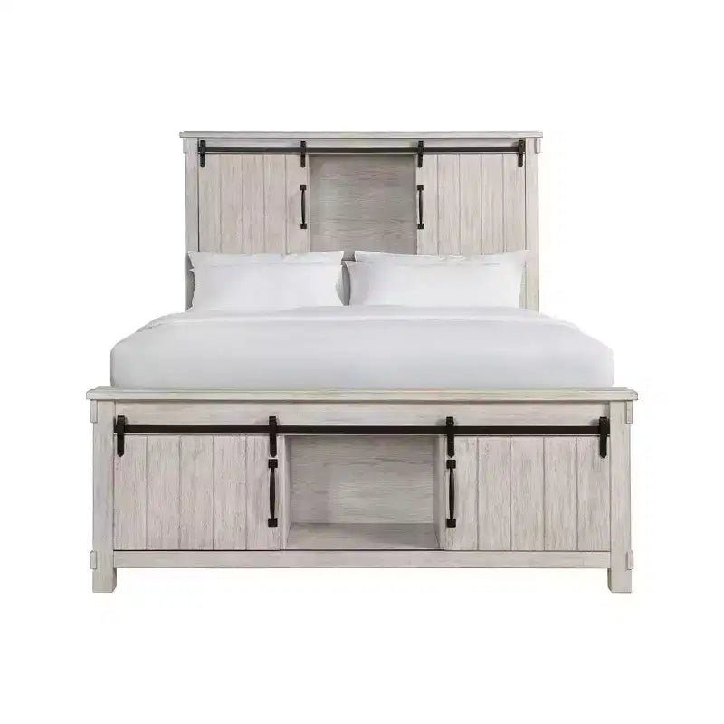 Lit de rangement Queen Jack - Blanc - Picket House Furnishings : Style Ferme avec armoires de tête et de pied de lit