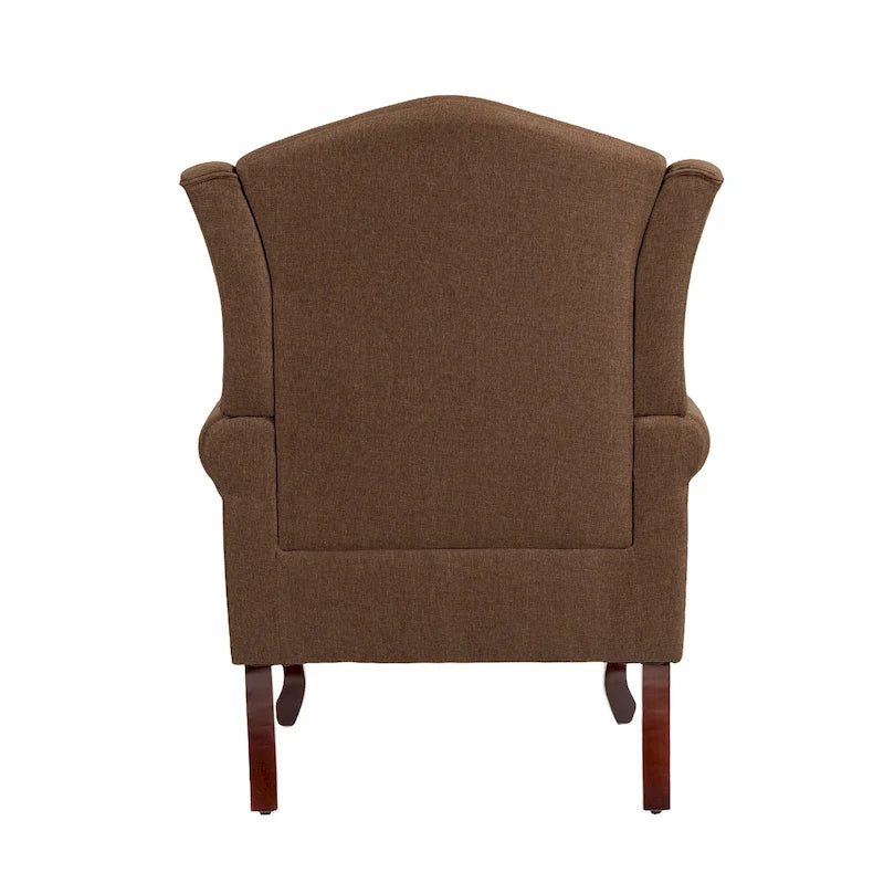 2 fauteuils d'appoint à dossier haut traditionnels, revêtus de tissu