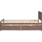 Lit plateforme double Acekool avec 2 tiroirs de rangement gigognes, tête de lit, cadre robuste, aucun sommier tapissier requis, gain de place pour chambre d'enfants ou d'amis