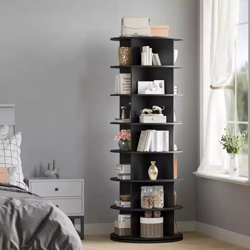 Tour de rangement pour chaussures rotative à 7 niveaux, organisateur de chaussures sur pied, présentoir à chaussures vertical rotatif à 360°, support de rangement rond pour chaussures