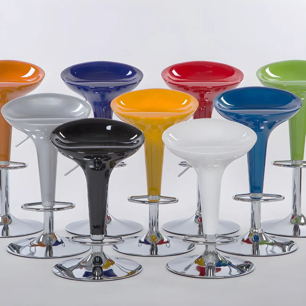 Tabouret de bar pivotant en plastique chromé réglable en hauteur