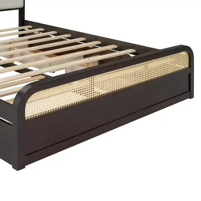 Lit plateforme en bois Whisen, format grand lit, avec lit gigogne et 2 tiroirs