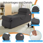 Mjkone Chaise Longue de Yoga en Velours Côtelé, Canapé de Yoga Incurvé avec Appui-Tête/Coussin Lombaire/Repose-Pieds Amovibles, Base Antidérapante