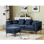 Canapé sectionnel convertible moderne en forme de L en chenille capitonnée