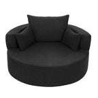 Fauteuil baril accent en chenille, Fauteuil de salon, Fauteuil rond avec base pivotante à 360 degrés et 3 coussins amovibles