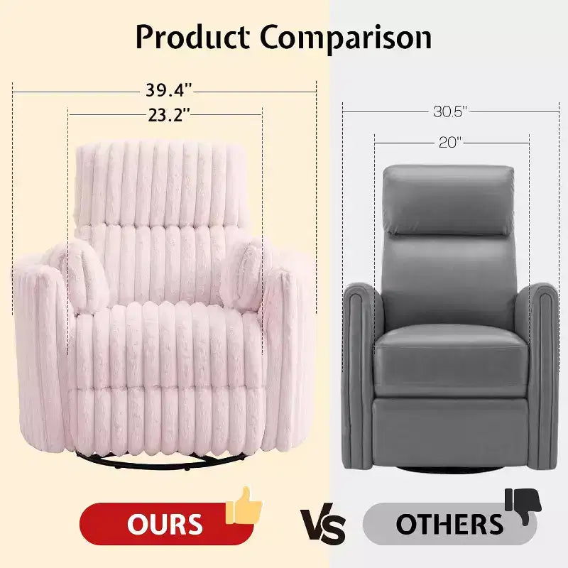 Fauteuil inclinable électrique de crèche AMERLIFE, planeur à bascule pivotant électrique avec USB et Type-C, fauteuil avec 2 oreillers, canapé inclinable pour la maison