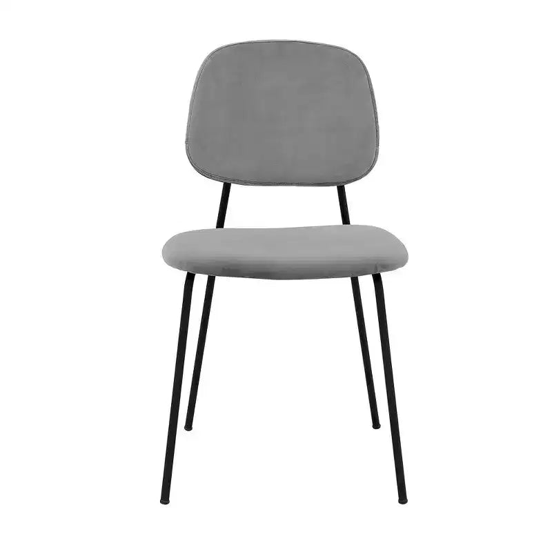 Armen Living, Chaises de salle à manger Lucy en velours gris et métal - Lot de 2