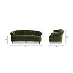 Canapé capitonné chesterfield La Rosa 84 en velours, style moderne du milieu du siècle
