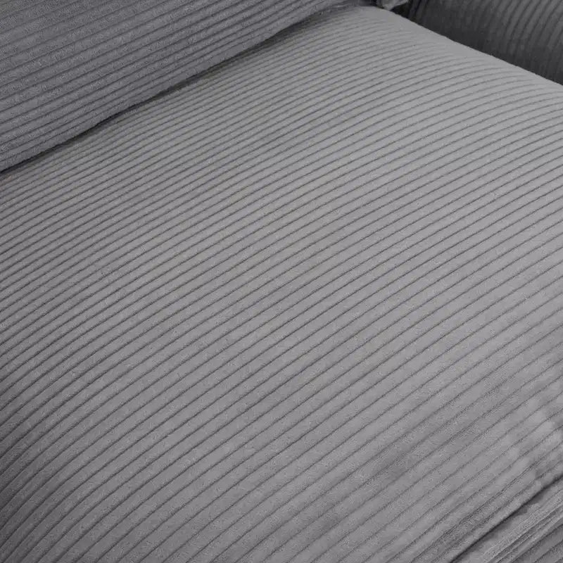 MAYEERTY 141.6 Canapé modulaire moderne en velours côtelé avec quatre oreillers pour salon gris