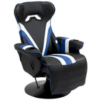 Chaise de jeu de course avec dossier inclinable et repose-pieds, appuie-tête et porte-gobelet
