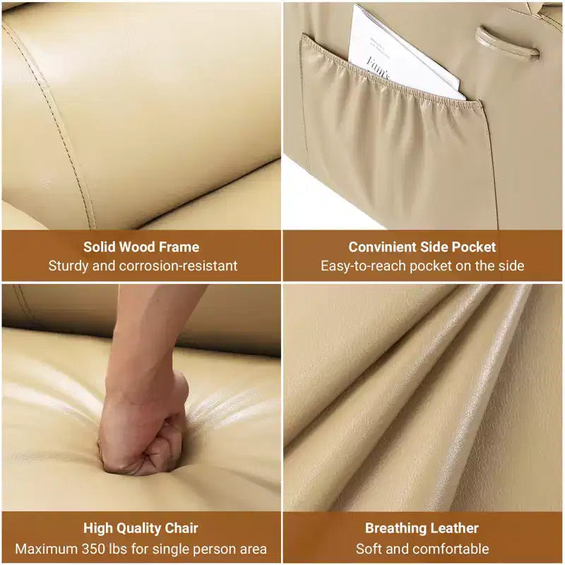 Fauteuil inclinable électrique - Chaleur et massage, fauteuil inclinable électrique robuste en cuir PU pour personnes âgées et à mobilité réduite, dossier et jambes réglables