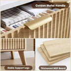 Commode 6 tiroirs pour chambre à coucher, commode de 120 cm de large avec profil incurvé, tiroirs en bois cannelé, commode moderne pour salon