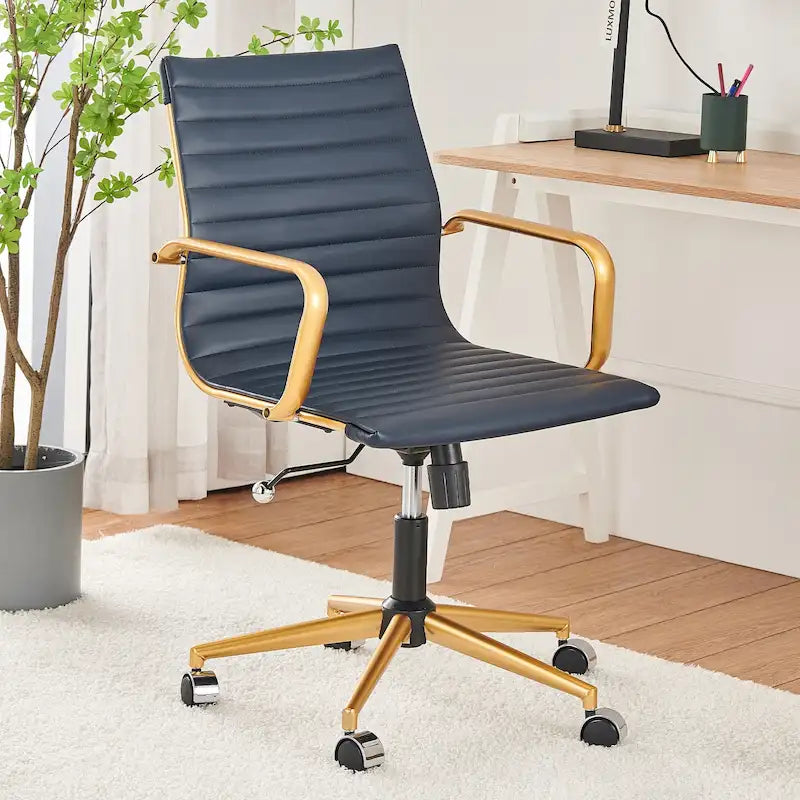 Chaise de bureau à dossier cannelé LUXMOD pour ordinateur et télétravail