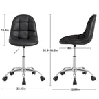 Chaise de bureau à domicile sans accoudoirs Javlergo, chaise de bureau d'ordinateur réglable en hauteur avec roulettes