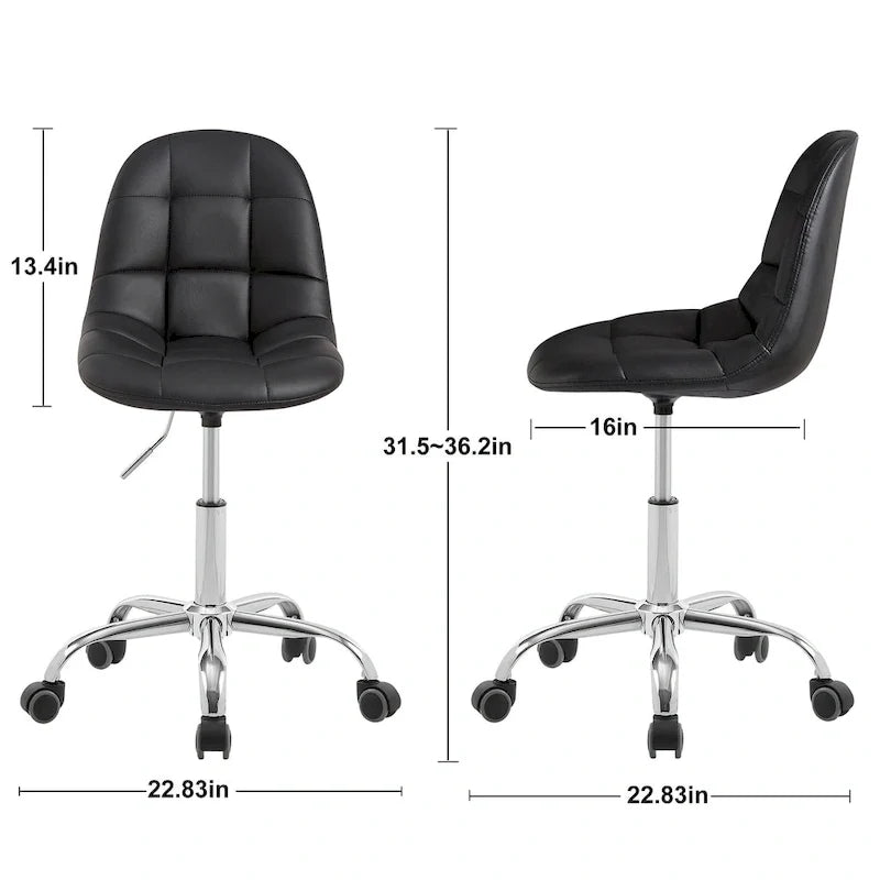 Chaise de bureau à domicile sans accoudoirs Javlergo, chaise de bureau d'ordinateur réglable en hauteur avec roulettes